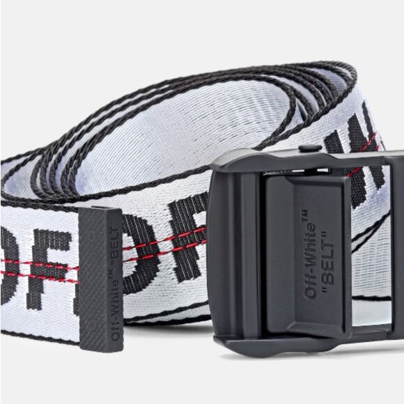 Off-White street wear Industrial Belt in Silver / Black with Red Stitching - Picture 3 of 8